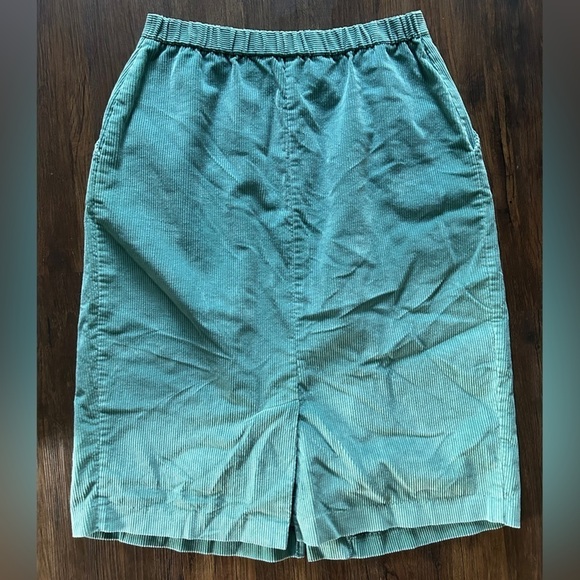 Vintage Truly Yours Green Teal Corduroy Midi Maxi Skirt Casual Fall 90s Retro 12 - Picture 4 of 7